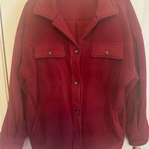 BiBi Deep Red Teddy Jacket /oversized